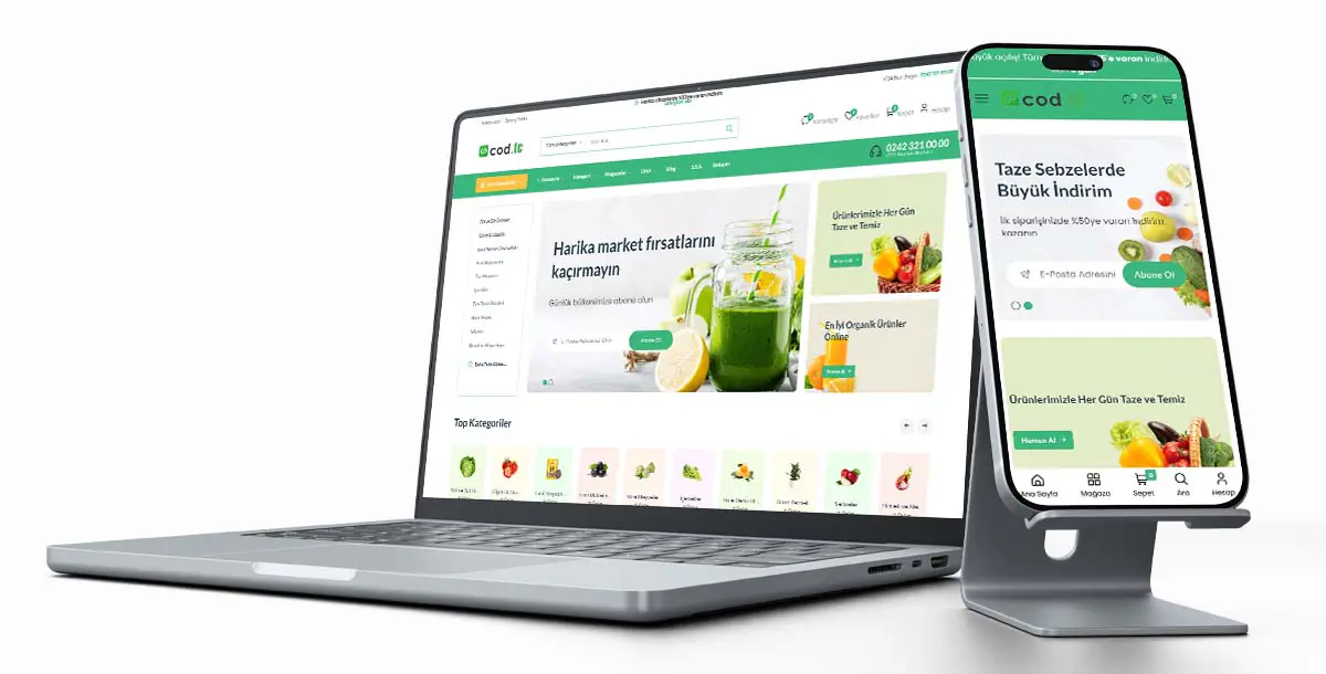 E-Ticaret Web Sitesi Paketi V7 + Pazaryeri + Hosting Hizmeti