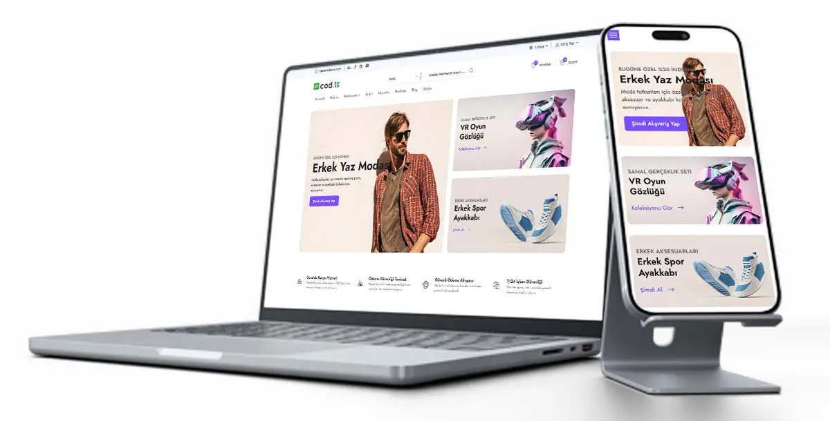 E-Ticaret Web Sitesi Paketi V1 + Vcard + Hosting Hizmeti