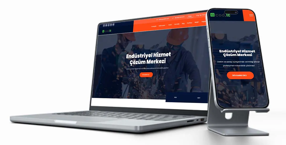 Sanayi Web Sitesi Paketi V1 + Vcard + Hosting Hizmeti